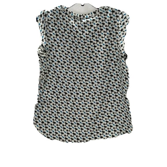 DKNY Womens Blouse Small White Printed Cap Sleeve - Picture 2 of 12